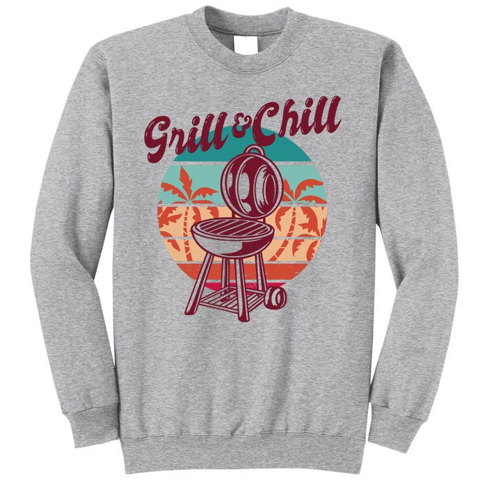 Grill And Chill Vacation Retro Sunset Tall Sweatshirt