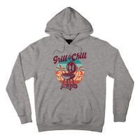 Grill And Chill Vacation Retro Sunset Tall Hoodie