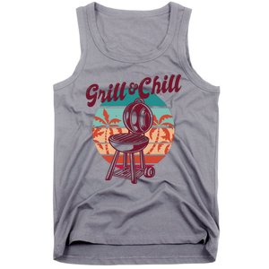 Grill And Chill Vacation Retro Sunset Tank Top