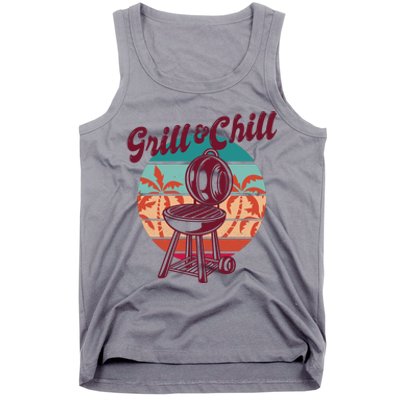 Grill And Chill Vacation Retro Sunset Tank Top