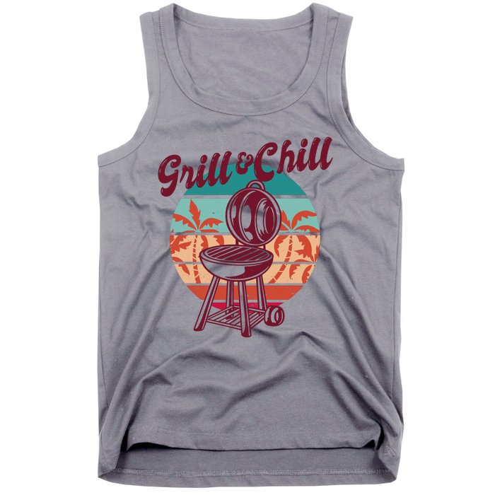 Grill And Chill Vacation Retro Sunset Tank Top