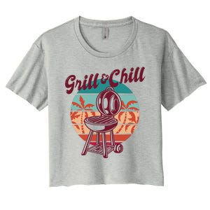 Grill And Chill Vacation Retro Sunset Women's Crop Top Tee