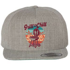 Grill And Chill Vacation Retro Sunset Wool Snapback Cap