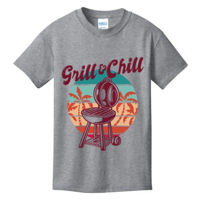Grill And Chill Vacation Retro Sunset Kids T-Shirt