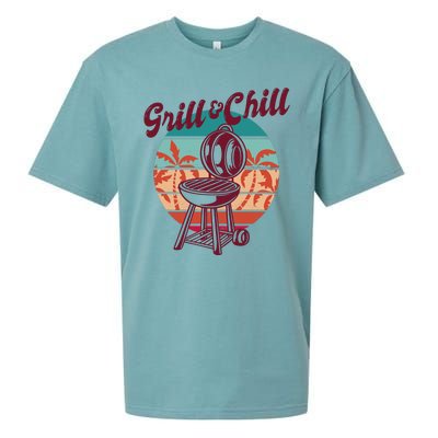 Grill And Chill Vacation Retro Sunset Sueded Cloud Jersey T-Shirt