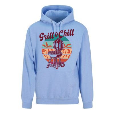 Grill And Chill Vacation Retro Sunset Unisex Surf Hoodie