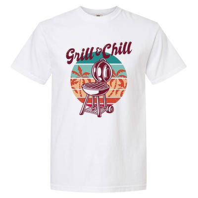 Grill And Chill Vacation Retro Sunset Garment-Dyed Heavyweight T-Shirt