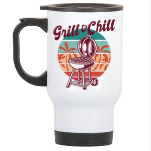 Grill And Chill Vacation Retro Sunset Stainless Steel Travel Mug