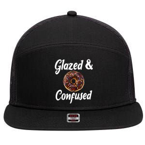 Glazed And Confused Funny Doughnut Sweets Lover Food Foodie Gift 7 Panel Mesh Trucker Snapback Hat