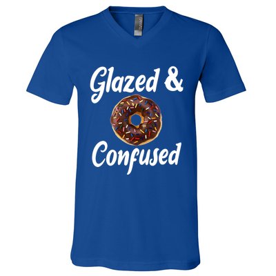 Glazed And Confused Funny Doughnut Sweets Lover Food Foodie Gift V-Neck T-Shirt