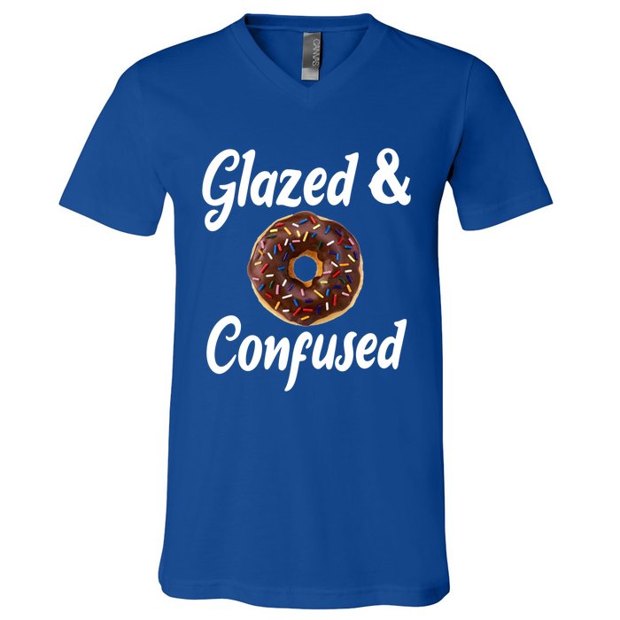 Glazed And Confused Funny Doughnut Sweets Lover Food Foodie Gift V-Neck T-Shirt