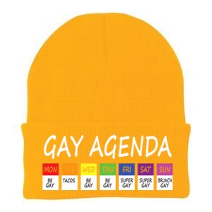 Gay Agenda Csd Pride Day Outfit Lesbian Lgbtq Lgbtq+ Meaningful Gift Knit Cap Winter Beanie