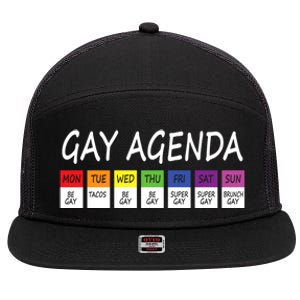 Gay Agenda Csd Pride Day Outfit Lesbian Lgbtq Lgbtq+ Meaningful Gift 7 Panel Mesh Trucker Snapback Hat