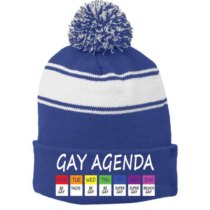 Gay Agenda Csd Pride Day Outfit Lesbian Lgbtq Lgbtq+ Meaningful Gift Stripe Pom Pom Beanie