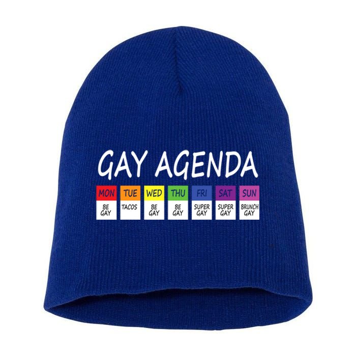 Gay Agenda Csd Pride Day Outfit Lesbian Lgbtq Lgbtq+ Meaningful Gift Short Acrylic Beanie