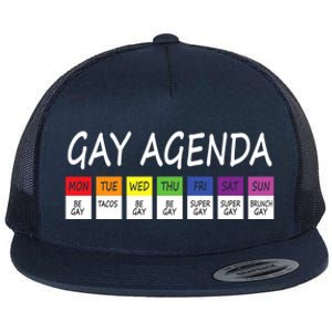 Gay Agenda Csd Pride Day Outfit Lesbian Lgbtq Lgbtq+ Meaningful Gift Flat Bill Trucker Hat