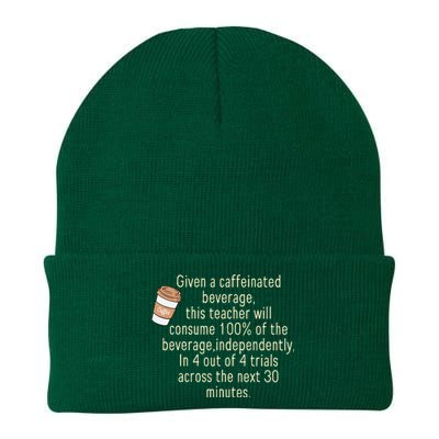 Given A Caffeinated Beverage This Teacher Will Consume Knit Cap Winter Beanie