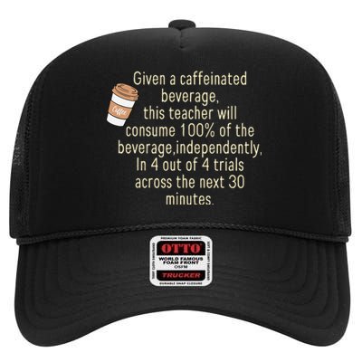 Given A Caffeinated Beverage This Teacher Will Consume High Crown Mesh Back Trucker Hat