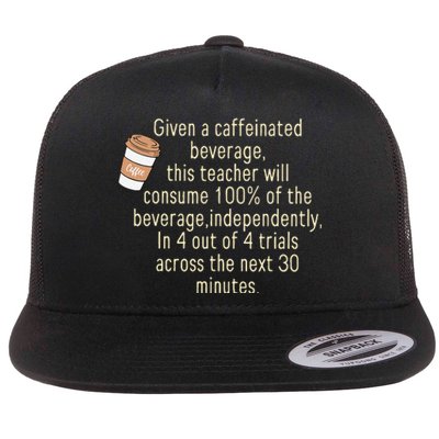 Given A Caffeinated Beverage This Teacher Will Consume Flat Bill Trucker Hat