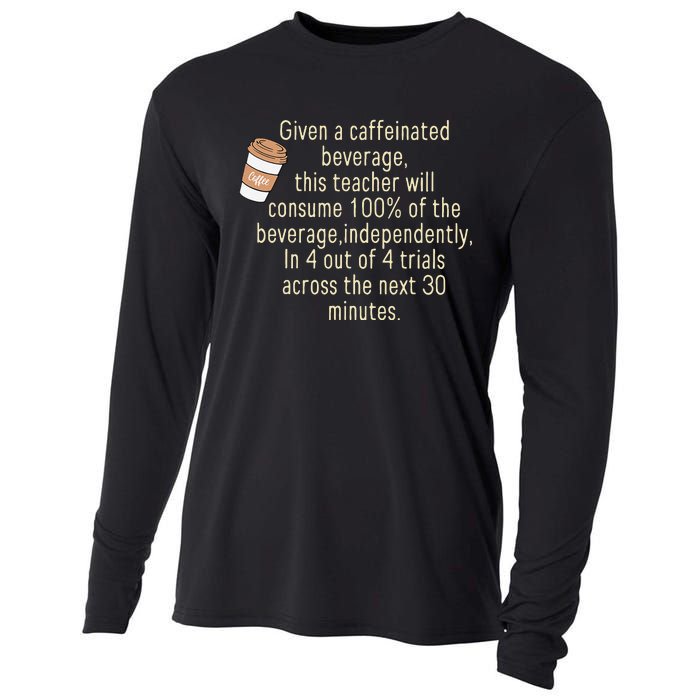 Given A Caffeinated Beverage This Teacher Will Consume Cooling Performance Long Sleeve Crew