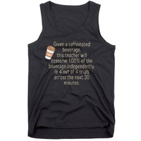 Given A Caffeinated Beverage This Teacher Will Consume Tank Top