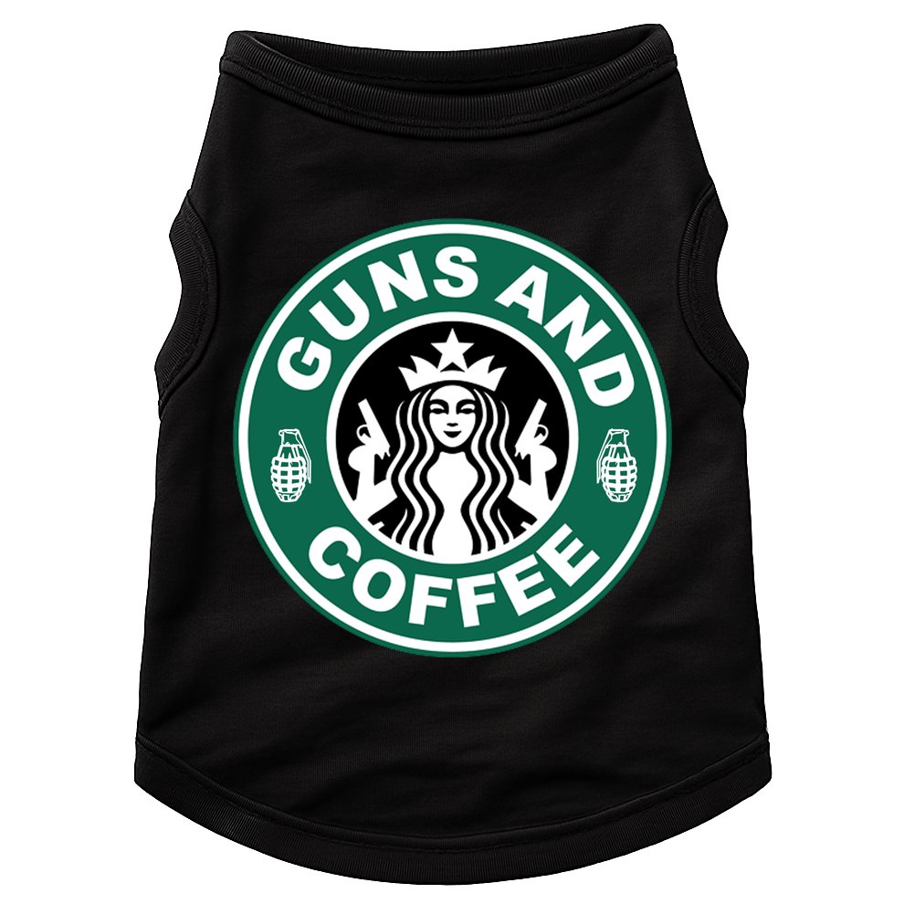 Guns And Coffee Parody Doggie Tank