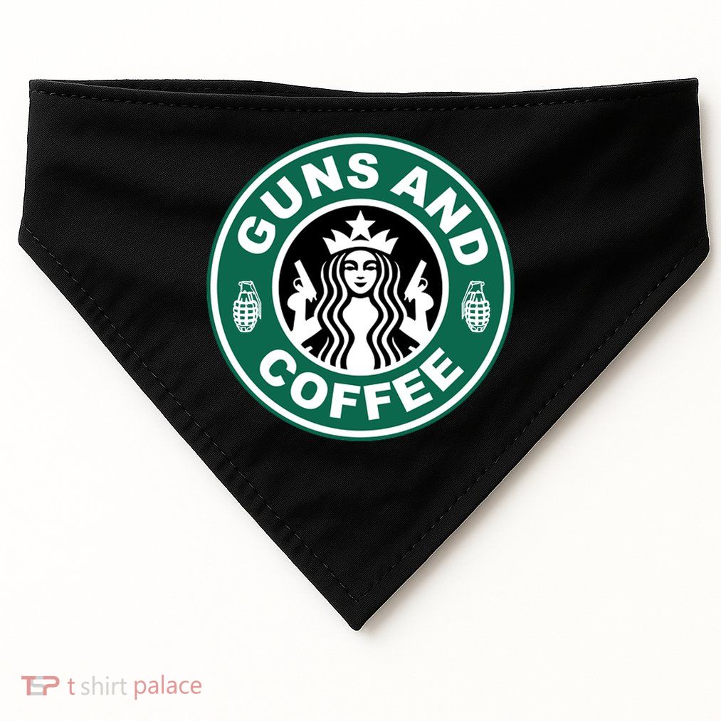 Guns And Coffee Parody USA-Made Doggie Bandana