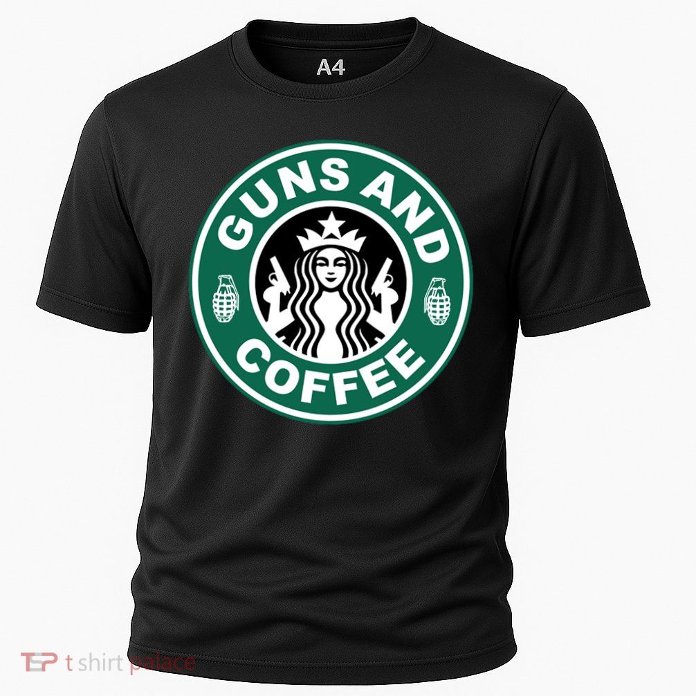Guns And Coffee Parody Cooling Performance Crew T-Shirt