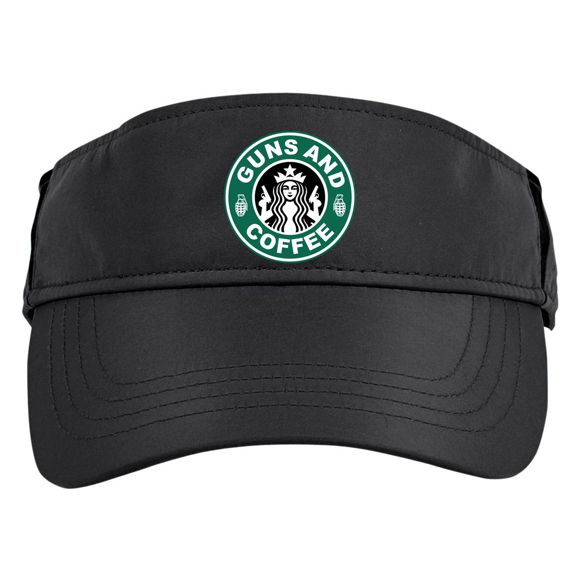 Guns And Coffee Parody Adult Drive Performance Visor