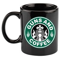 Guns And Coffee Parody 11oz C Handle Ceramic Mug