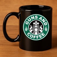 Guns And Coffee Parody 11oz C Handle Ceramic Mug
