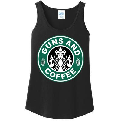 Guns And Coffee Parody Ladies Essential Tank