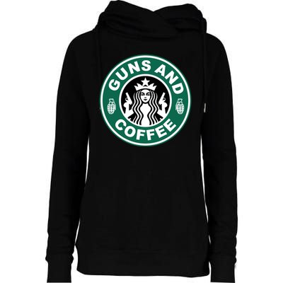 Guns And Coffee Parody Womens Funnel Neck Pullover Hood