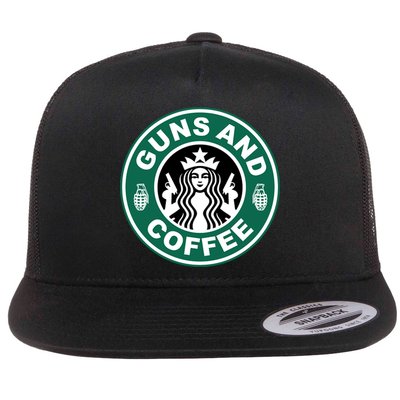 Guns And Coffee Parody Flatbill Hat