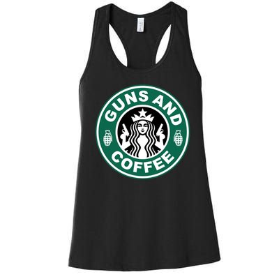 Guns And Coffee Parody Women's Racerback Tank