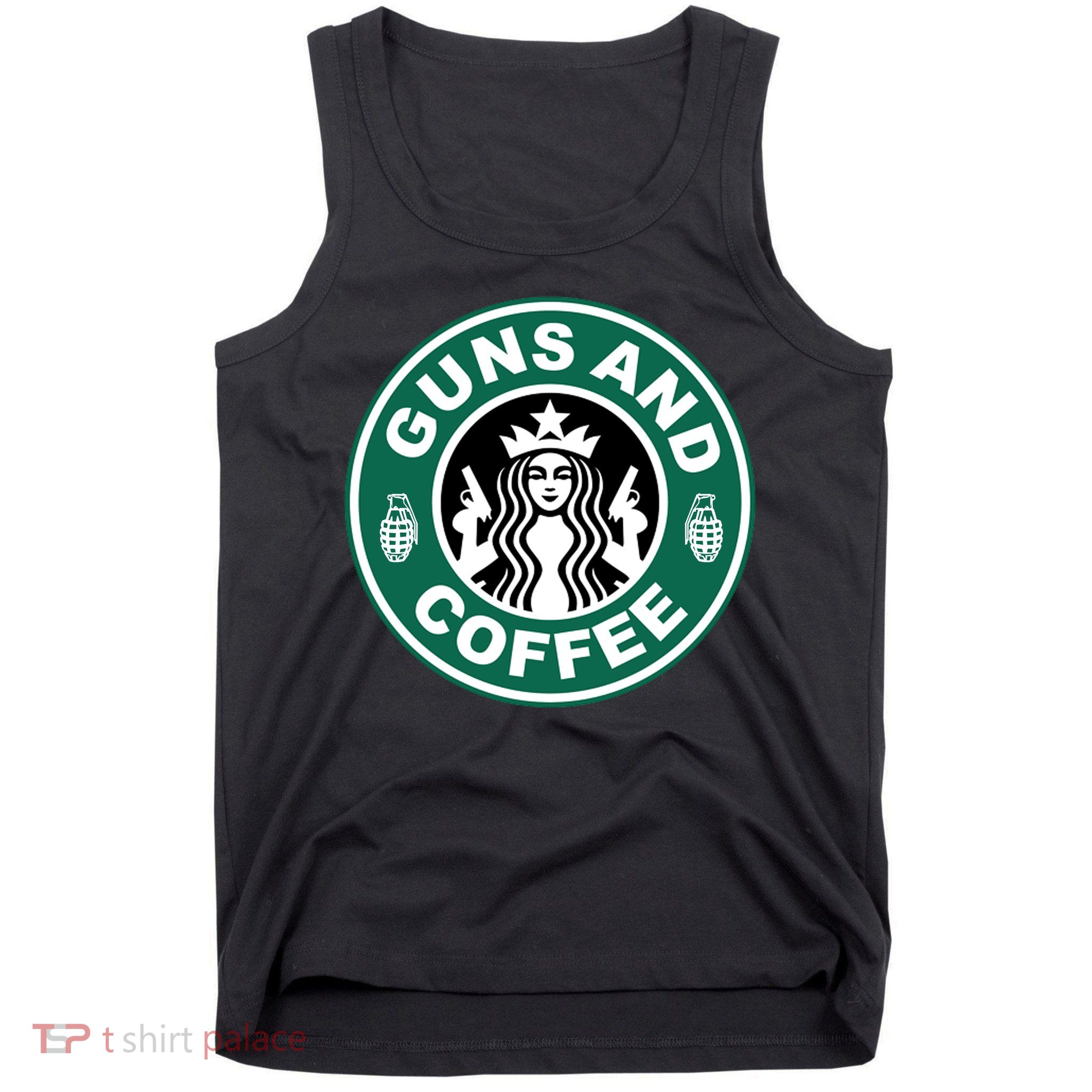 Guns And Coffee Parody Tank Top