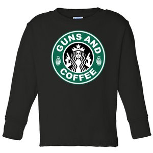 Guns And Coffee Parody Toddler Long Sleeve Shirt