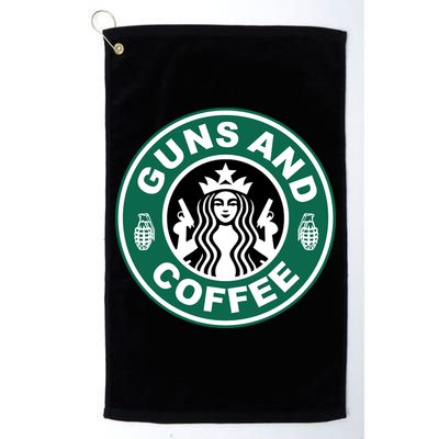 Guns And Coffee Parody Golf Towel