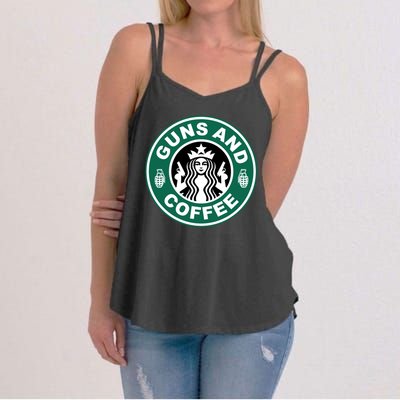 Guns And Coffee Parody Women's Strappy Tank