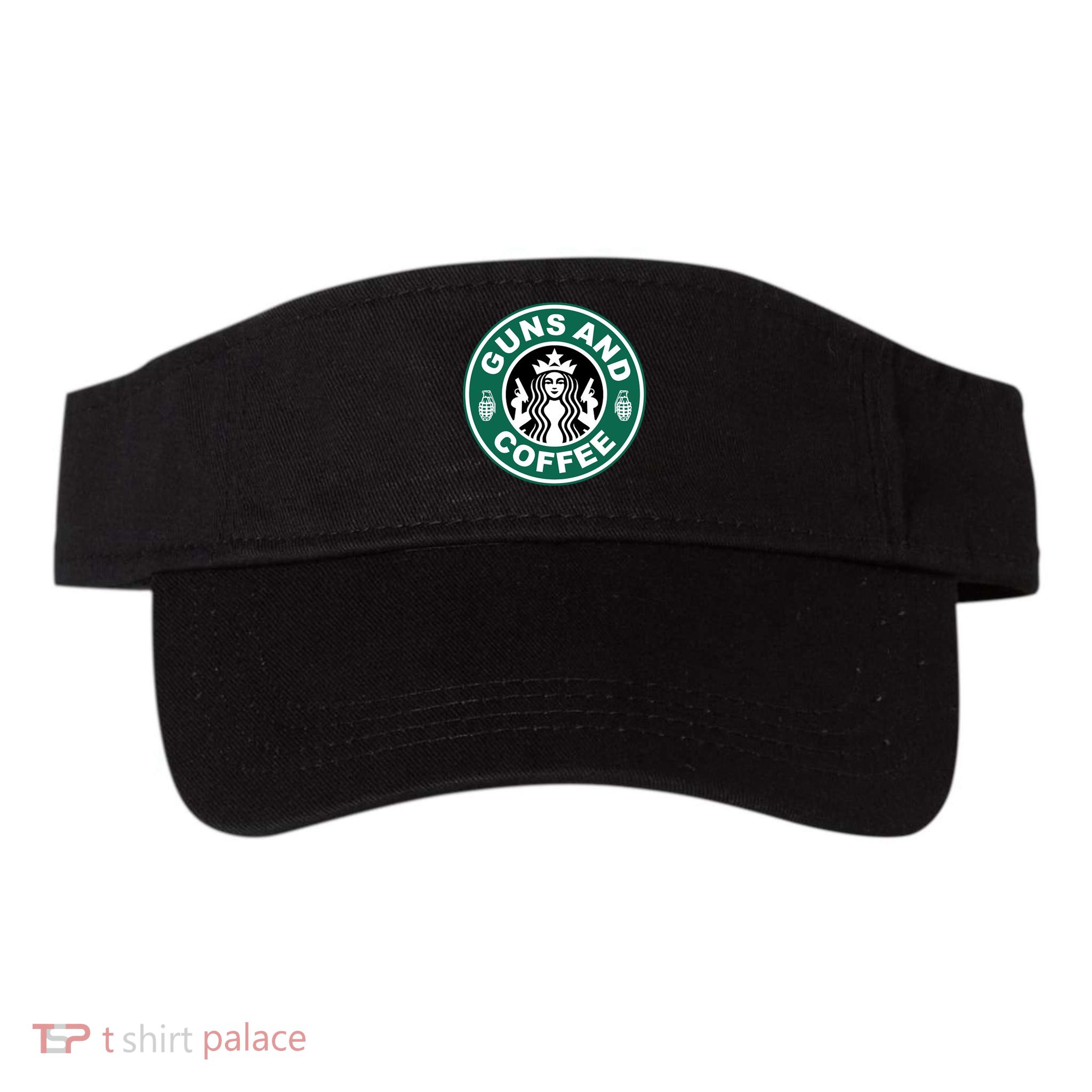Guns And Coffee Parody Valucap Bio-Washed Visor