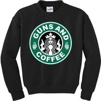 Guns And Coffee Parody Kids Sweatshirt