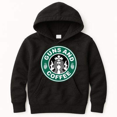 Guns And Coffee Parody Kids Hoodie