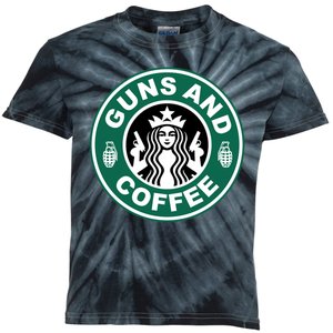 Guns And Coffee Parody Kids Tie-Dye T-Shirt