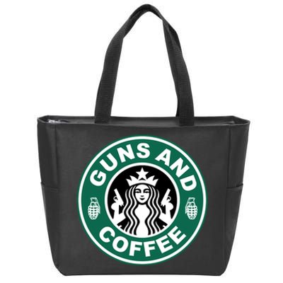 Guns And Coffee Parody Zip Tote Bag