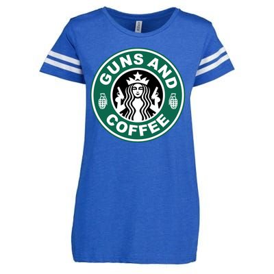 Guns And Coffee Parody Enza Ladies Jersey Football T-Shirt