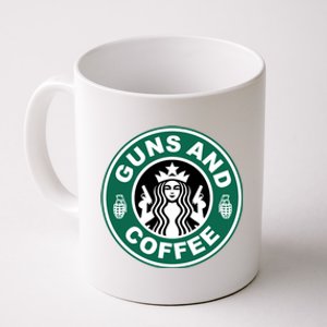 Guns And Coffee Parody Coffee Mug