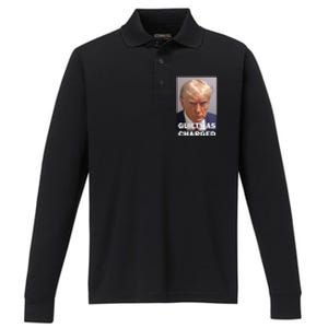 Guilty As Charge Trump Mugshot Performance Long Sleeve Polo