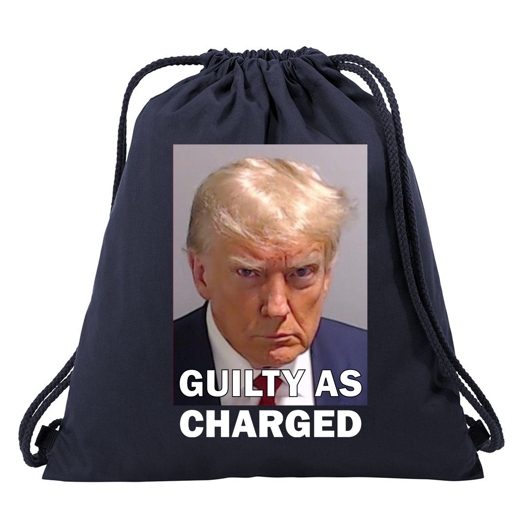 Guilty As Charge Trump Mugshot Drawstring Bag