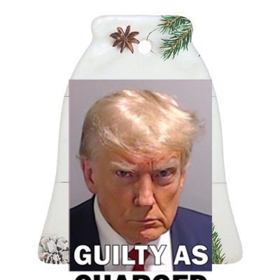 Guilty As Charge Trump Mugshot Ceramic Bell Ornament