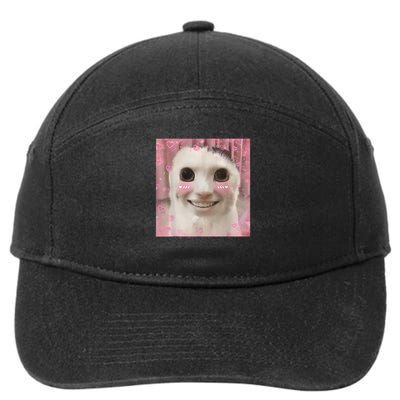Goofy Ahh Cat Meme Dank Cursed Weirdcore Funny Dank Meme 7-Panel Snapback Hat